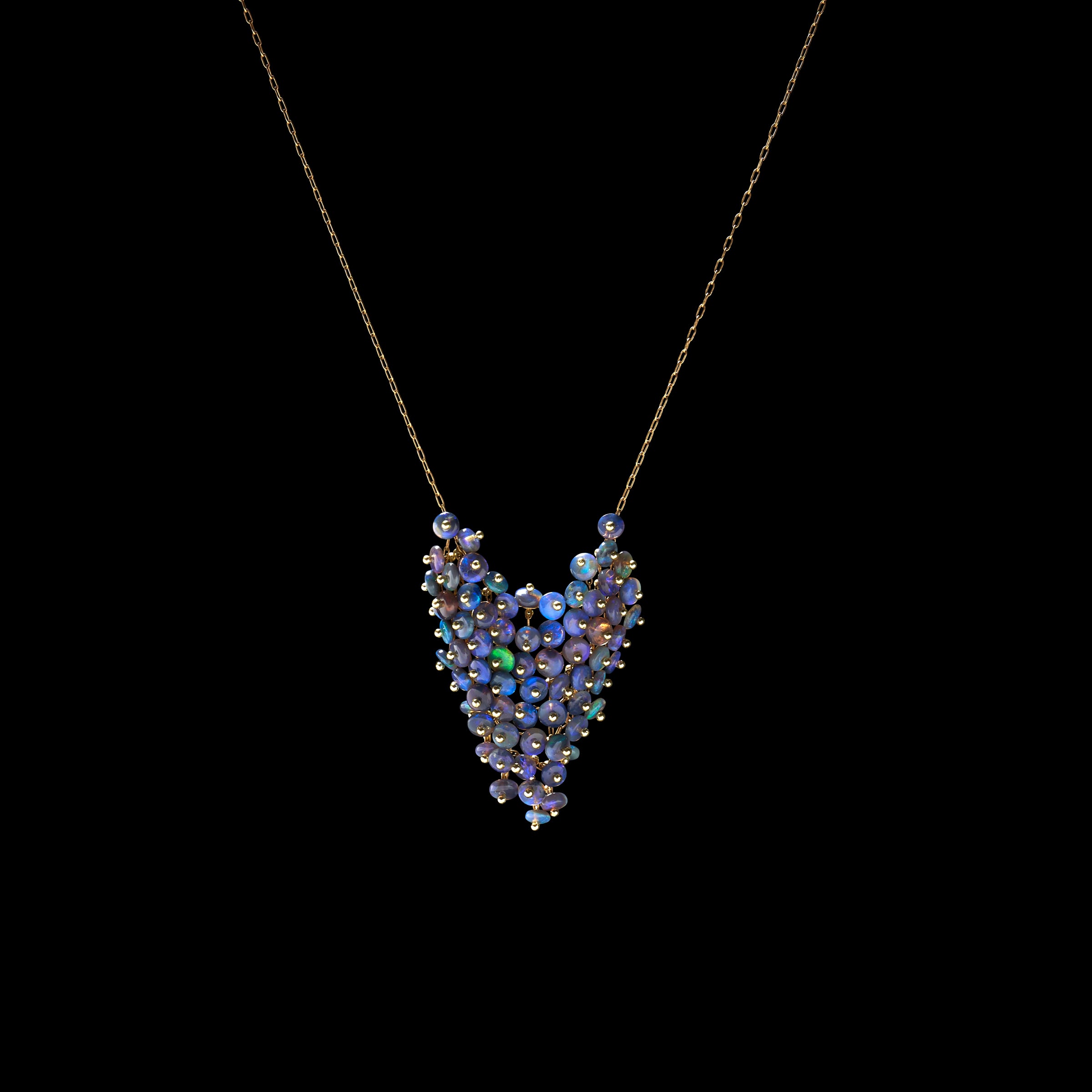 Beaded Black Opal Bib Necklace