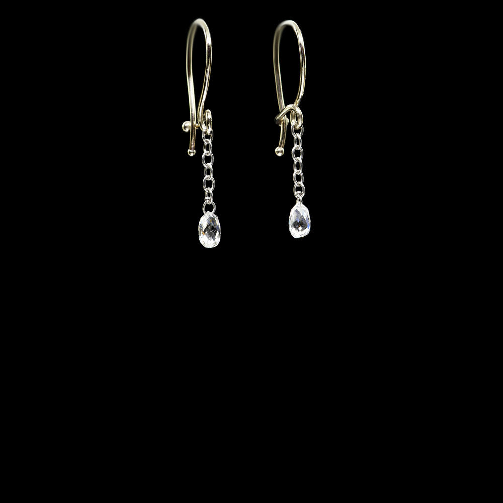 diamond single briolette earring